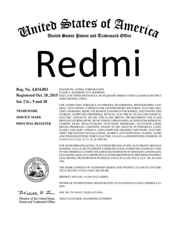 红米"redmi"商标在美国获得注册 发出神马信号?