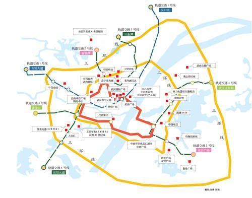 "一环二环三环是武汉的年轮,记录城市路网的跨越发展,轨道交通1,2,3,4