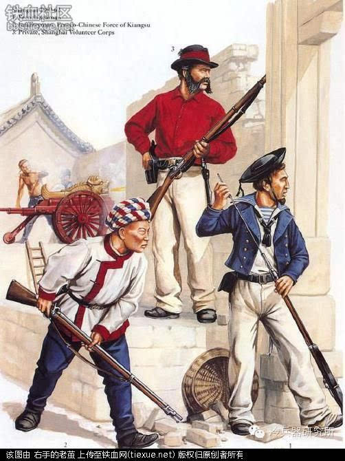 炮手 3.步兵(夏装) 1.金斯利洋枪队列兵 2.洋枪队中国军官