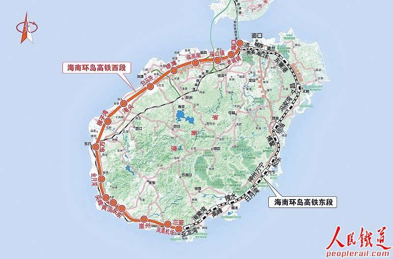 第一趟海口至海口d7261次动车组列车满载旅客驶出海口站,海南环岛高铁