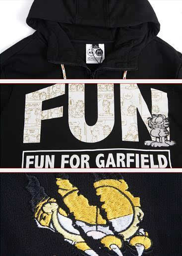 好价!fun x garfield 加菲猫联名款男子黑色连帽卫衣