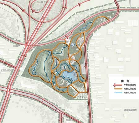 3-4西铜高速出入口绿地广场流线分析图 设计说明