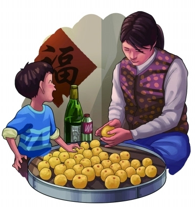 粘豆包入锅(插画) 荣 池