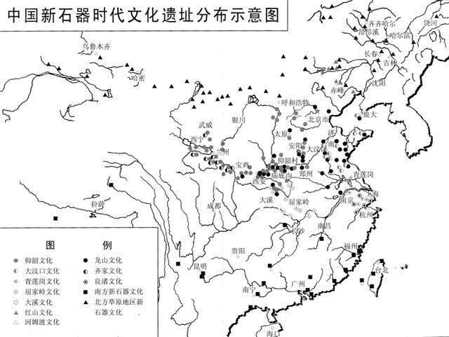 中国新石器时代文化遗址分布示意图(资料图 图源网络)