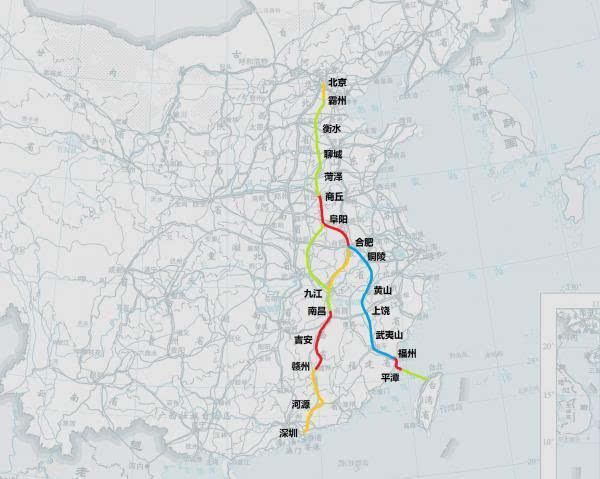 北京至台北,香港的高铁线路(据知乎用户hat600)图片