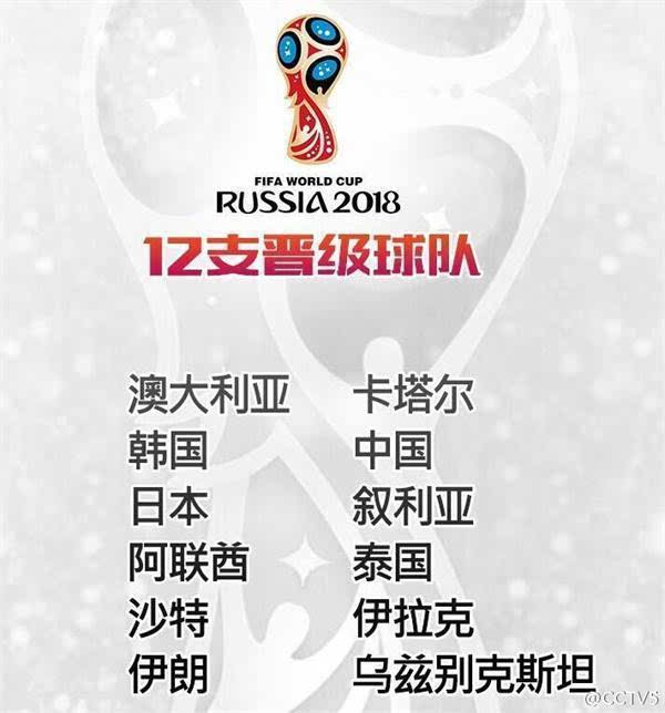 世预赛亚洲区12强名单及赛程:4月12日抽签 国