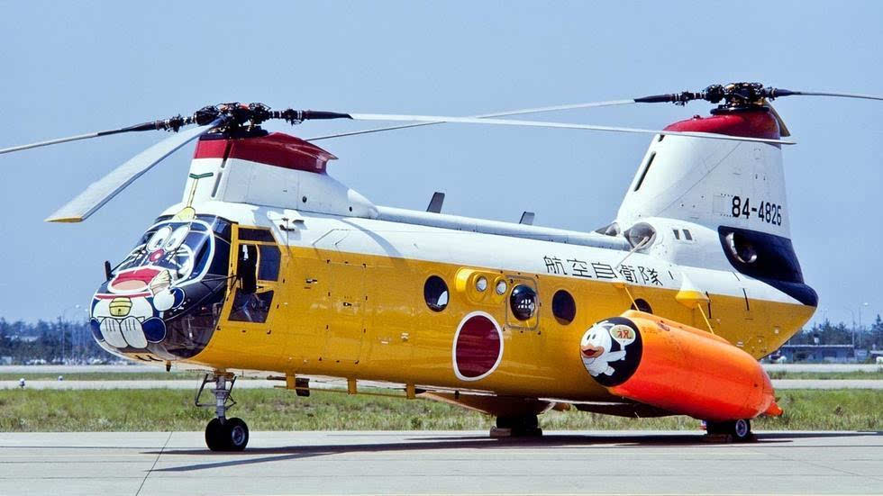 组图:二次元涂装 日本自卫队kv-107运输直升机