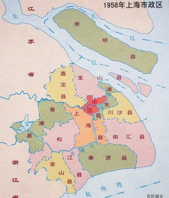 图片说明:1958年上海市区地图