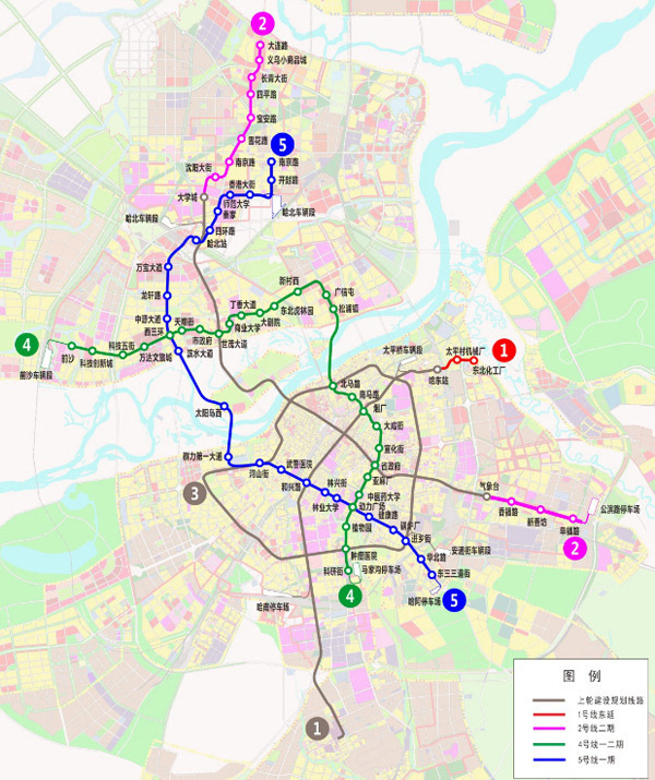 哈尔滨地铁二期规划公示 看4号线5号线途经哪