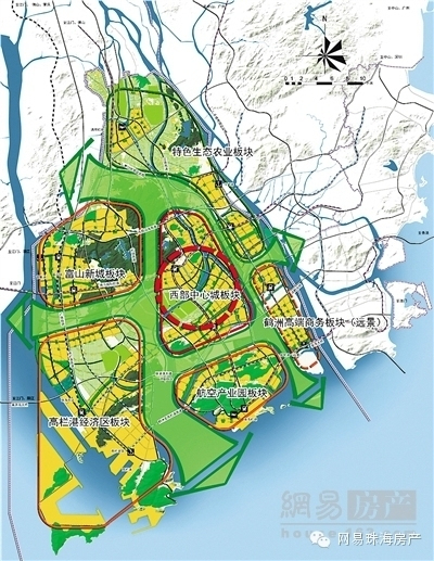 西区也不甘人后,金湾航空城规划采用tod模式引导核心区土地开发,用地