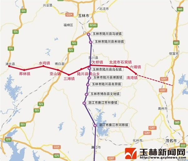 规划建设浦北至北流高速公路,接通广东的信宜,罗定等地,以及建设玉林图片