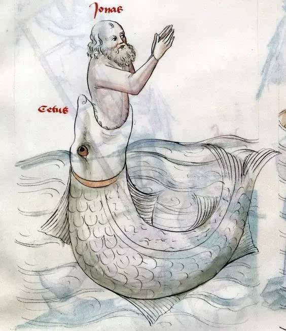 中世纪绘本上的《约拿与鲸鱼》的故事,可以看出,那时候的欧洲人也不