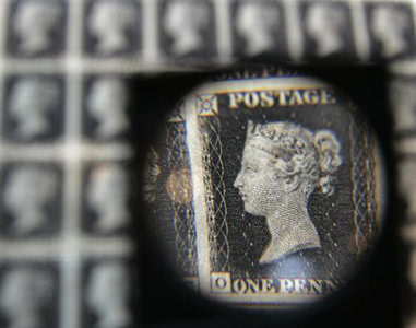 世界第一枚邮票 被称为黑便士邮票