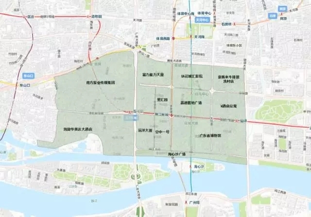四个城市的中心商业区都拥有中心商业圈和区域商业圈,而广州珠江新城图片