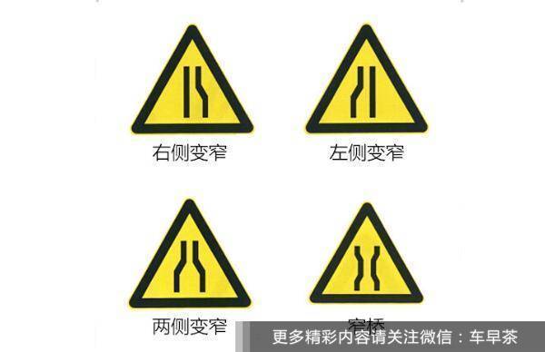 前方道路变窄标识.