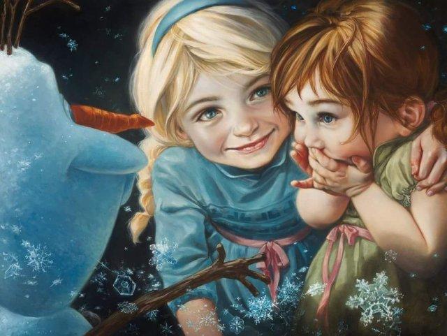 《冰雪奇缘》幼年的艾莎和安娜