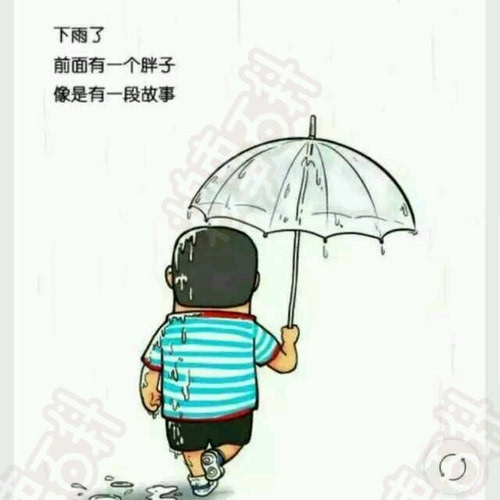 下雨了前面有一个胖子像是有一段故事