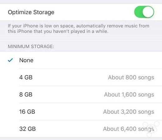 iOS10优化储存可自动清除不常播放的音乐 -