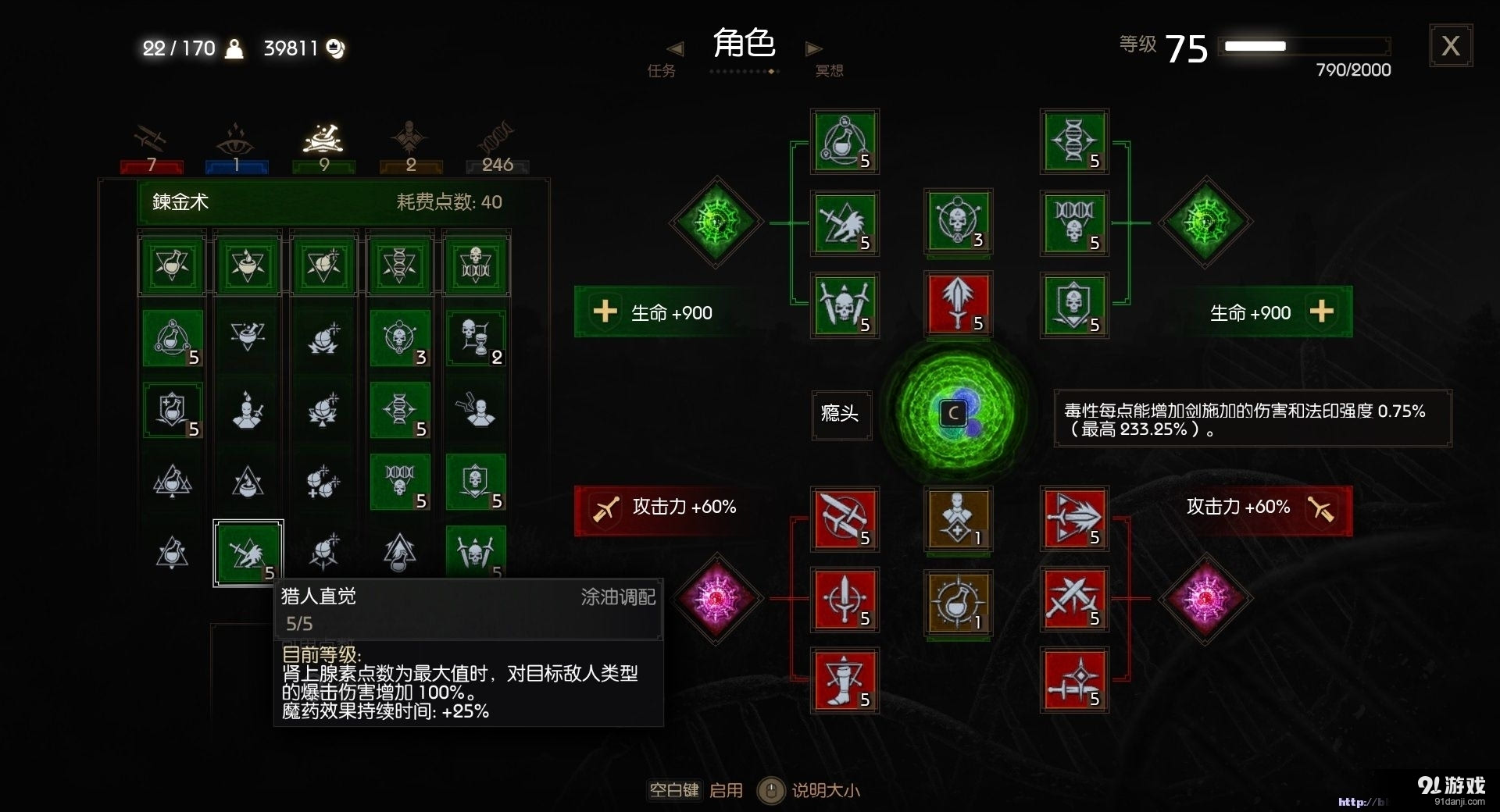 《巫师3》血与酒突变系统瘾头技能伤害分析