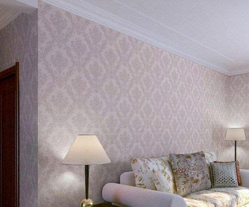 室内墙纸效果图:卧室满铺简欧风格,电视沙发背景,现代简约风格壁纸.