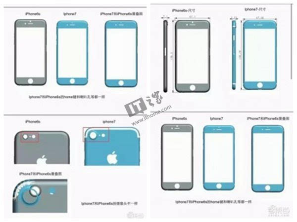 苹果iPhone7与iPhone6s模型图对比:新机可能变