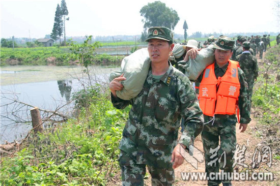 洪湖:武警8652部队将"两学一做"践行在抗洪一线