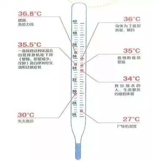 由上往下看下来,人体内的温度不断降低,将对人的健康造成越发严重的