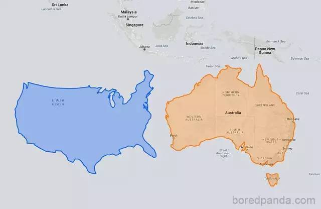 把许多国家的地理位置进行移动(对领土形状也做了一定的调整),结果和图片