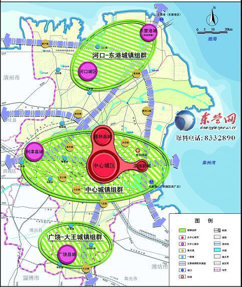 四个次中心分别为河口城区,东营港城,广饶县城和利津县城;到2020年图片