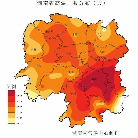 (湖南省高温日数分布(天) 湖南省气候中心气候预测首席谢益军,将"