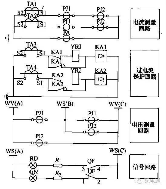 高压线路二次回路的展开式原理电路图