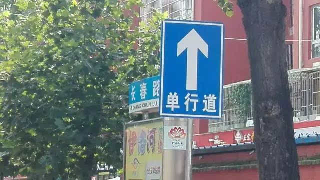 长春路上的这个箭头表示,长春路由东向西为单行道.