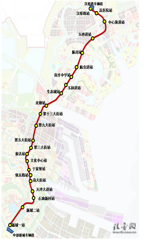 津滨轻轨年底全线开通 滨海大学站东海路站投用