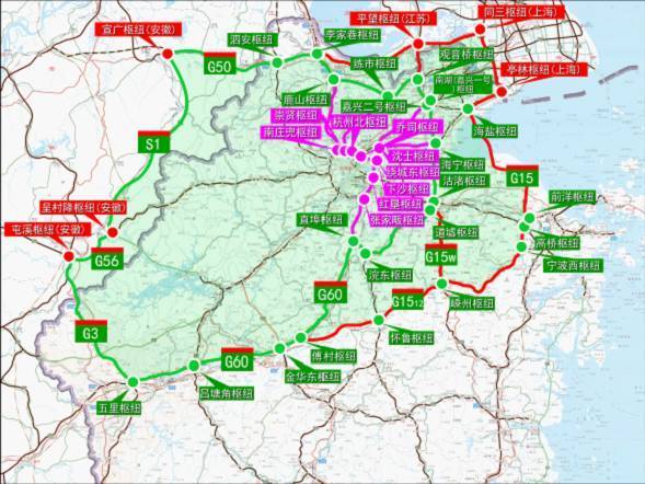 杭州,湖州,嘉兴,绍兴,金华市行政区域及宁波市行政区内部分高速公路将