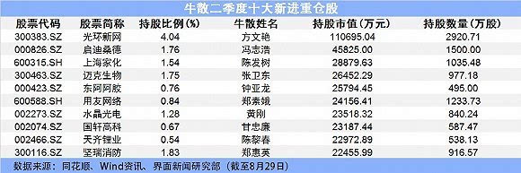 二季度牛散新进股票市值360亿 来看看他们都买了些什么