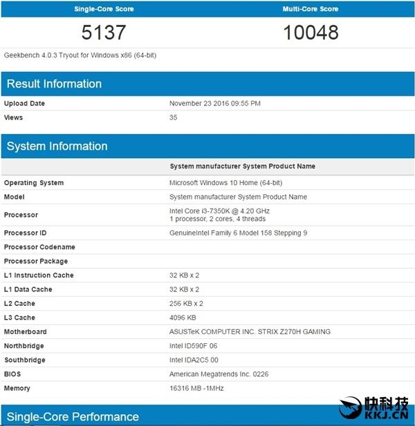 不挤牙膏的intel什么样?i3-7350k性能跑分吊打一切i5