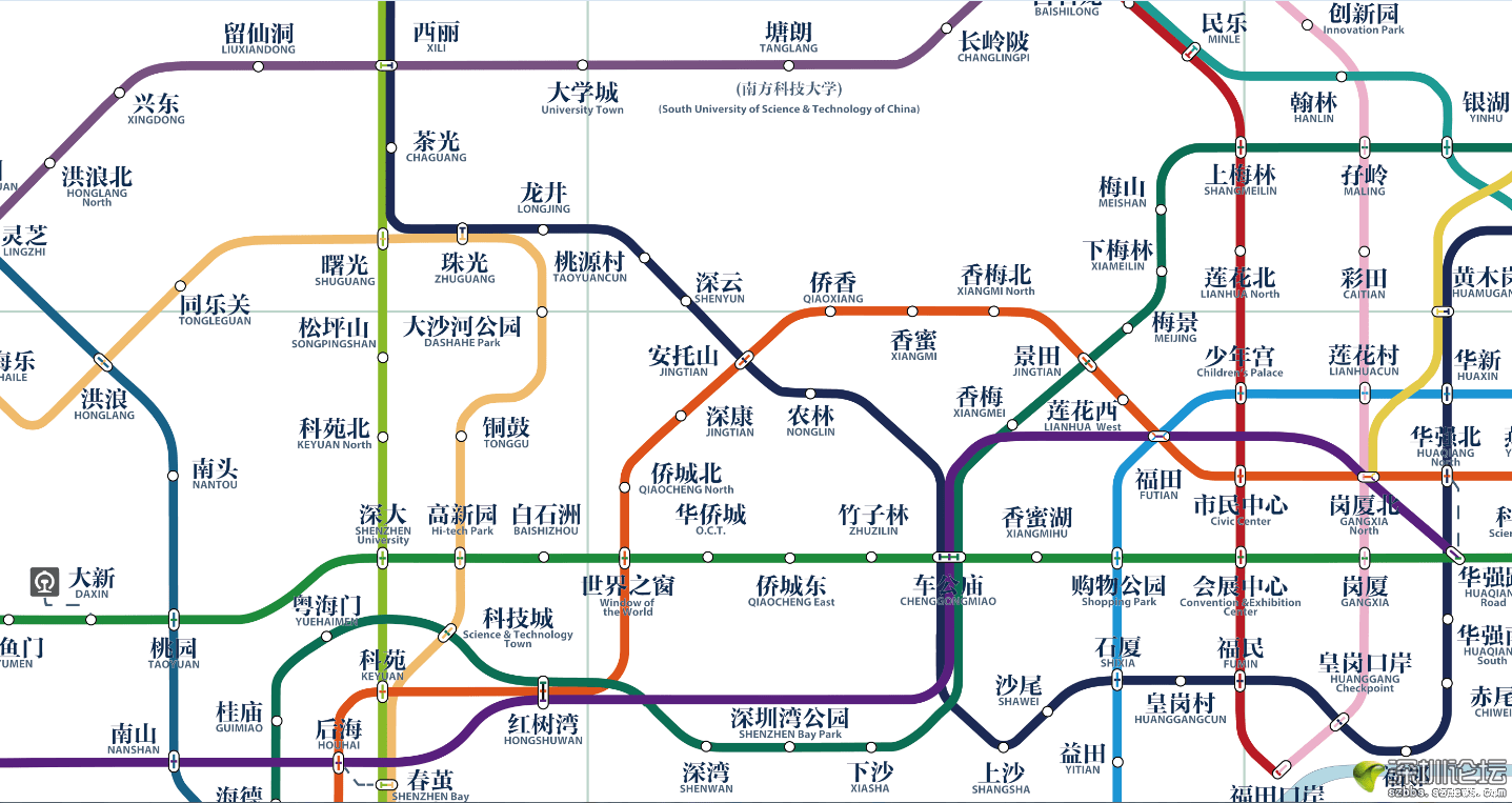 深圳未来20条地铁线运行线路和规划站点一览