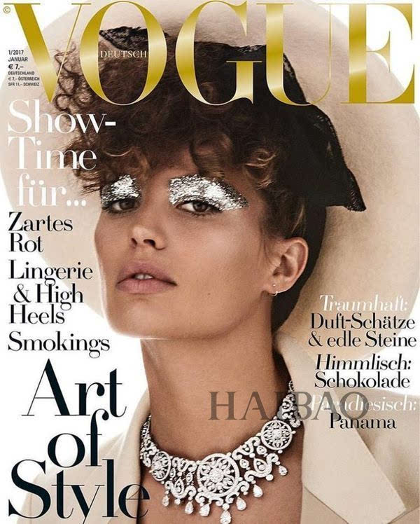 cameron russell登《vogue》德国版2017年一月刊封面