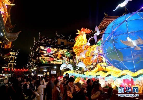 上海:豫园新春民俗艺术灯会初次整体亮灯调试