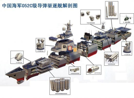 专业军迷制作的052d型驱逐舰武器示意图.(图片来源于网络)