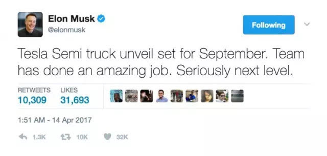 马斯克确认！今年9月发布特斯拉卡车；三星拿10万部S8做残酷测试|雷锋早报