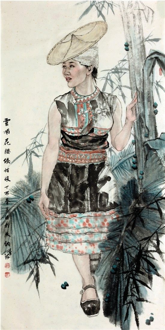 龚伟海 云南花腰傣姑娘 70×140cm