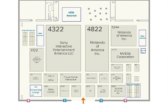 2017E3厂商展台分布:索尼占地面积接近微软三倍