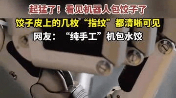 机器人包饺子，饺子皮上“指纹”清晰可见，网友称“纯手工”机包水饺