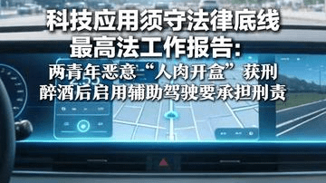 科技应用须守法律底线 最高法工作报告：两青年恶意“人肉开盒”获刑 醉酒后启用辅助驾驶要承担刑责
