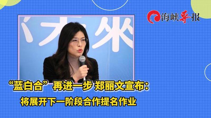 “蓝白合”再进一步，郑丽文宣布：将展开下一阶段合作提名作业