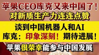 谈到中国机器人和AI 库克:印象深刻 期待进展！