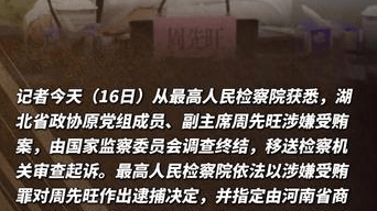 受贿数额特别巨大 湖北省政协原副主席周先旺被提起公诉