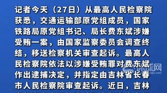 受贿数额特别巨大 国家铁路局原党组书记、局长费东斌被提起公诉