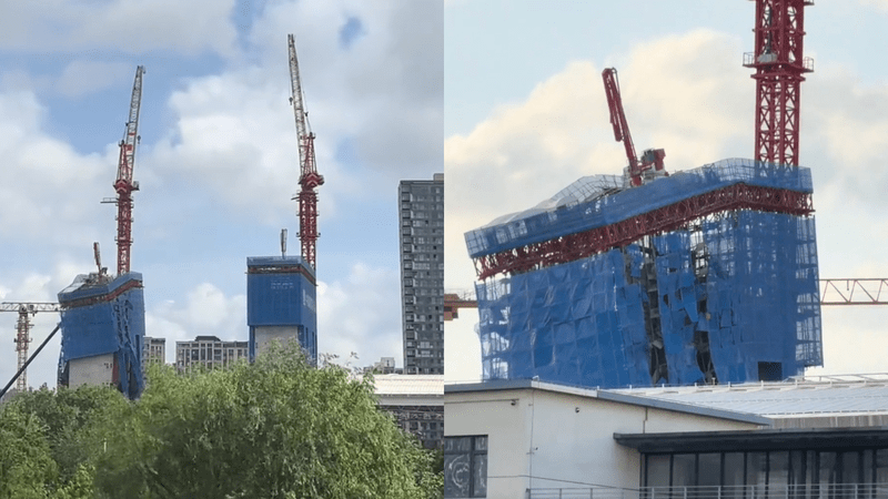 在建大楼“歪”了！顶部垮了一半被网友拍下，官方通报